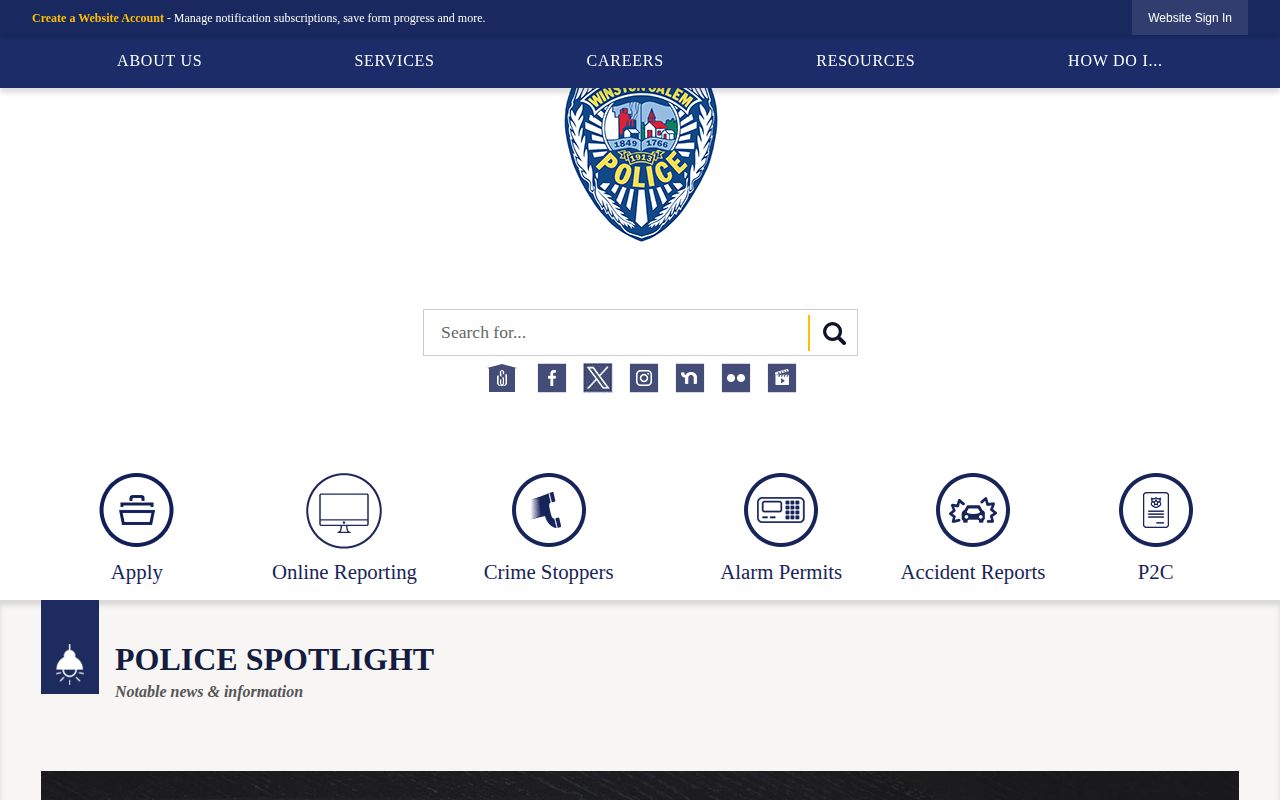 Winston-Salem Police Department records and service page