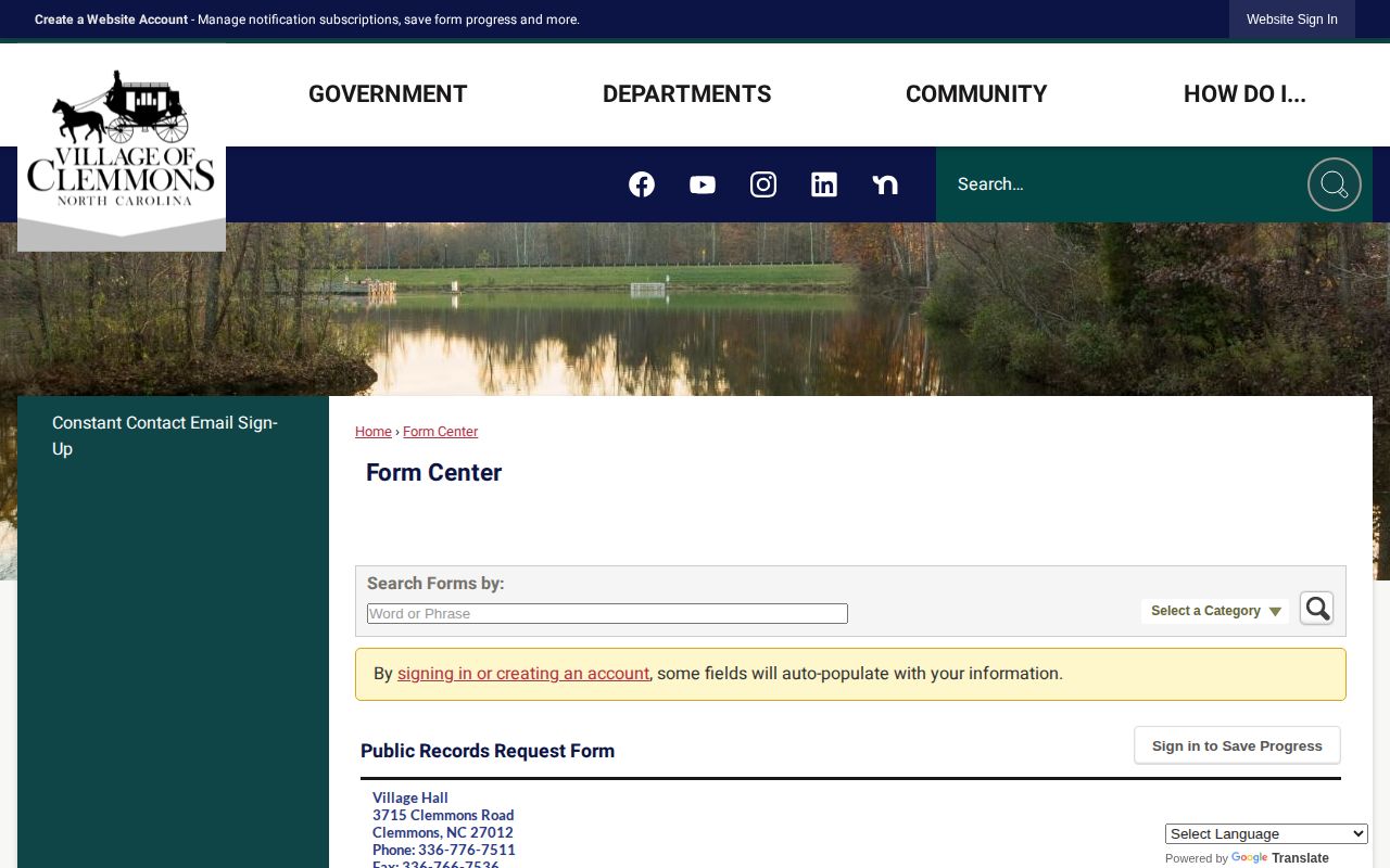 Village of Clemmons public records request form