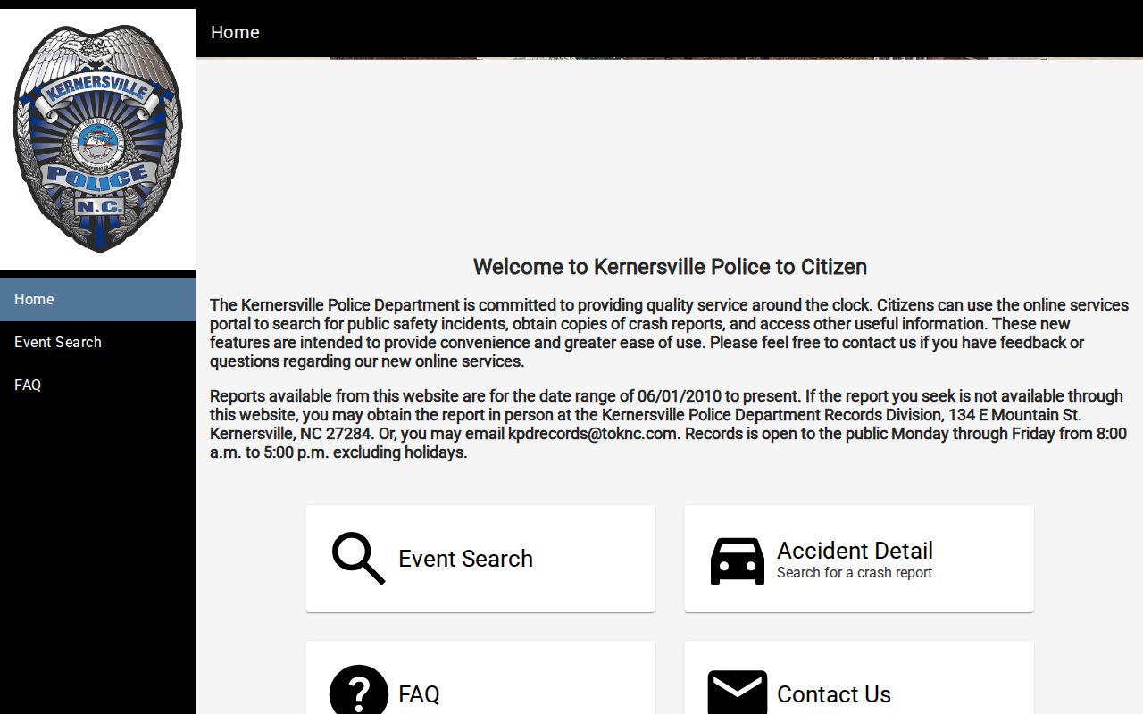 Kernersville Police 2 Citizen official portal